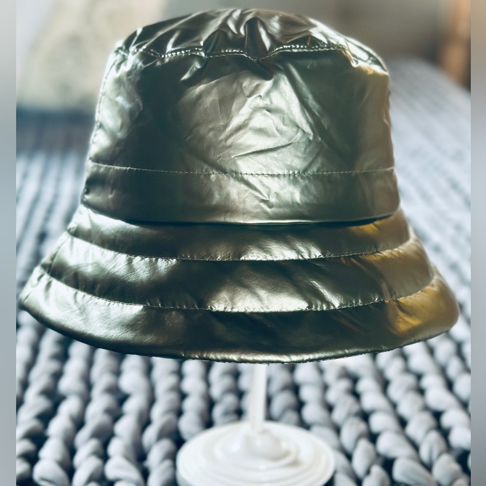 Anthropologie Olive Metallic Soft Puffer Bucket Hat - NWT